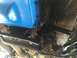 1989 Ford Bronco - Custom transmission crossmember modification shown with a blue oil pan.