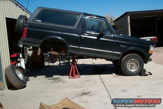 Truck jacked up just a little.