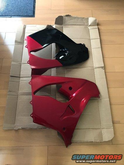1998 ZX9R side fairings wrap with 3M dragon fire red and black metallic