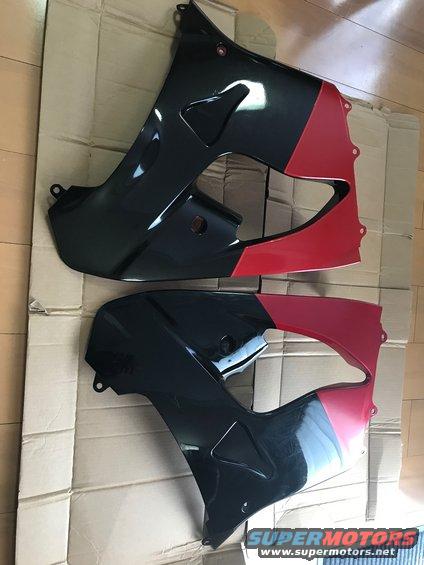 1998 ZX9R side fairings wrap with 3M dragon fire red and black metallic