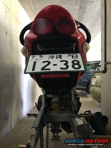 1998 ZX9R rear fairing wrap with 3M dragon fire red and black metallic, gloss black undertail