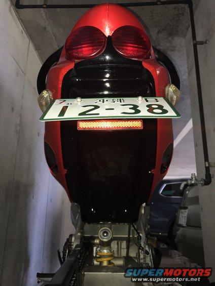 1998 ZX9R rear fairing wrap with 3M dragon fire red and black metallic, gloss black undertail