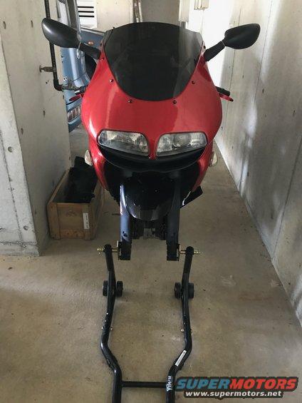 1998 ZX9R front fairing wrap with 3M dragon fire red with black metallic front fender