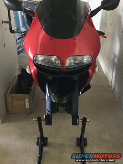 1998 ZX9R front fairing wrap with 3M dragon fire red with black metallic front fender