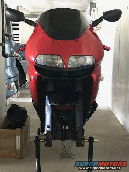 1998 ZX9R front fairing wrap with 3M dragon fire red with black metallic front fender