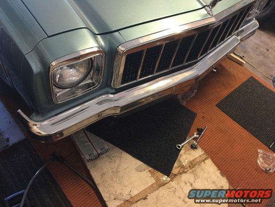 Light blue 1975 Chevrolet Chevelle front grille and headlight