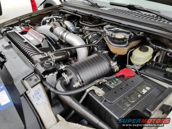 Engine bay with large air intake and radiator