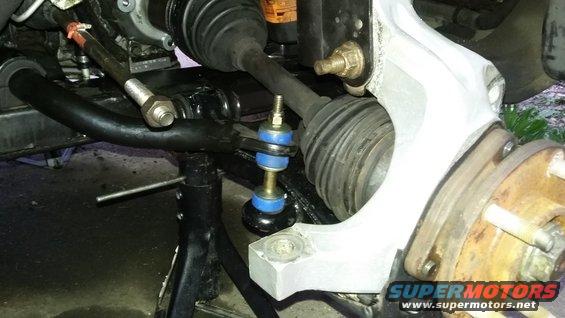 Vehicle suspension parts including sway bar, tie rod, and knuckle, supported by a jack stand