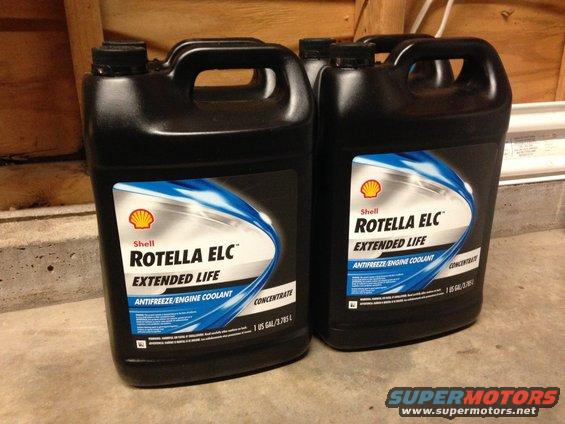 Two 1-gallon jugs of Shell Rotella ELC Extended Life antifreeze/engine coolant