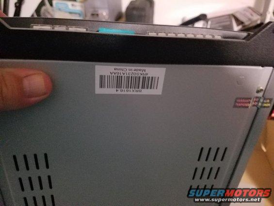 Car stereo part with barcode label and ventilation slots