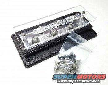 Car audio fuse holder with clear cover and screws. Supermotors.net logo visible