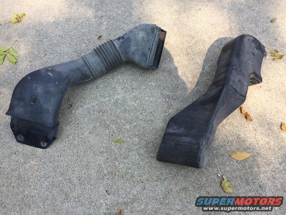 stock 5.0 / 5.8 intake tube next to 4.9 / 7.5 intake tube