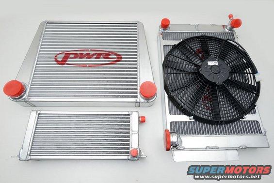 PWR branded intercooler and two radiators with a cooling fan
