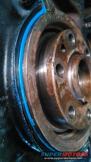 kimg0057.jpg my crankshaft thats only a year old started to rust and was causing a big rear main seal leak. im disappointed that its leaking soo soon. but i went ahead and put a repair sleeve on and hoping it should hold