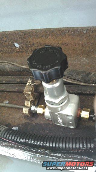 kimg0090.jpg i added a Wilwood 260-8419 brake proportioning valve. along the frame on the brake line. this is used to adjust the brake pressure on the rear brakes.

screwed in gives more pressure, screwed out gives less pressure.  ideally the front should do about 70% of the braking and the rear 30%.

how i adjusted it is by doing a hard stop and seeing how easily the brakes lock up. i reduced the pressure till the rear brakes would no longer lock up