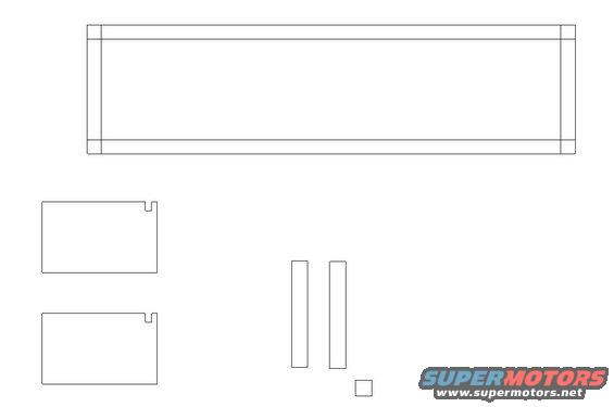 Diagram showing car stereo components and mounting brackets