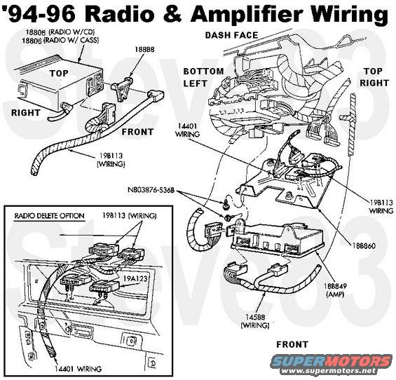 radioamp.jpg '94-96 F-series/Bronco Premium Sound Radio & Amplifier Wiring

Front speakers are 6.5", but some nominal 5.25" speakers fit.  Rears are 5x7/6x8.  This is a good fit guide:
https://www.crutchfield.com/S-GuiOyeMVkiu/car/carselector.aspx

[url=https://www.supermotors.net/registry/media/71798][img]https://www.supermotors.net/getfile/71798/thumbnail/dash-rear-l.jpg[/img][/url] . [url=https://www.supermotors.net/registry/media/71807][img]https://www.supermotors.net/getfile/71807/thumbnail/cd--amp.jpg[/img][/url] . [url=https://www.supermotors.net/registry/media/169273][img]https://www.supermotors.net/getfile/169273/thumbnail/ampharness.jpg[/img][/url]