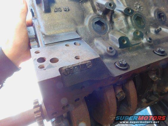 Close-up of an engine block with part number 377612 visible