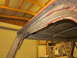 1967 Ford F-250 - Welding work on the roof edge of a 1967 Ford F-250 during rust repair.