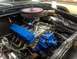 1979 Ford Bronco - Close-up view of a modified engine bay bright blue Ford Racing valve covers and a large air intake system.