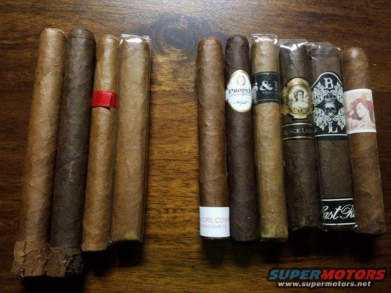 Assortment of cigars with various bands