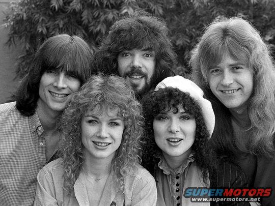 Five people with long hair and 70s/80s fashion