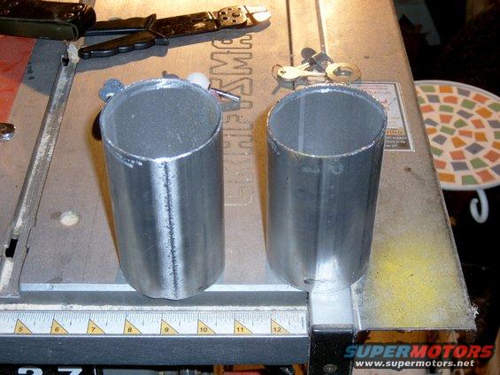 I used 3&rdquo; exhaust pipe to make the parts that connect the filter to the intake tubes.