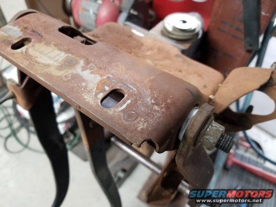 20180426_171419.jpg I used the stack of washers in the background to pull the splines out of the bushing so I could set the lever back to its mark, and tighten down the nut.  The truck went back together quickly after that, and the clutch is back in the middle of the pedal, where it belongs.

If it wasn't, the lever [url=https://www.amazon.com/dp/B0042HE68Y]E7TZ-7A554-A[/url] would need to be replaced, and installed properly (since that's how the pedal is adjusted).  This explains why & how to check the lever:

[url=https://www.supermotors.net/registry/media/723939][img]https://www.supermotors.net/getfile/723939/thumbnail/tsb871615clutchpedallow.jpg[/img][/url]

Finding the right washers is probably the hardest part of making my own bushing.  But I have an extensive junkpile...