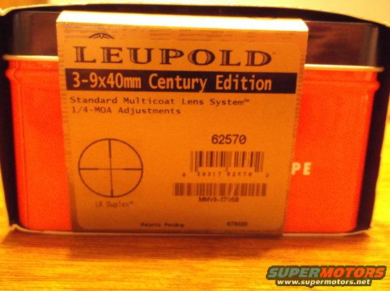 Box for a Leupold 3-9x40mm Century Edition scope with LR Duplex reticle