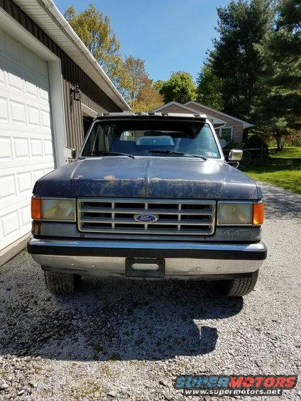 Dark blue 1987 Ford Bronco front view