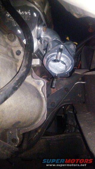 kimg0187.jpg i originally tried to use a set of BBK 35100. unfortunatly the header of the passenger side pointed right at the starter bulge of the tranny. i tried to use a stock y-pipe which failed and i tired to build custom exhasut but it would never have sealed correctly. i even trimmed the block shim but there was no way it was happening. i returned them