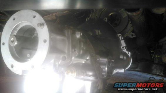 Close-up of a transmission bell housing and input shaft splines