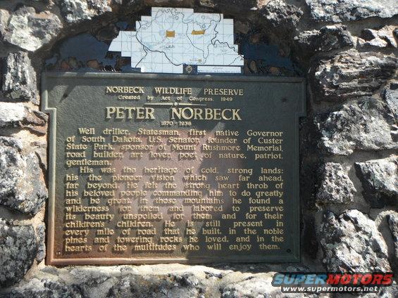 Peter Norbeck  Monument at the top of the switchbacks.  I was headed down them.  