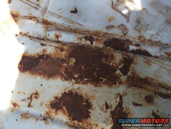 Rusted white metal panel with visible corrosion and texture