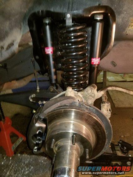 suspension-11.jpg 2/15/2018
New shock tower in place
KYB shocks and Moog CC820 coil springs
New hub, rotor, bearings, caliper, brake line