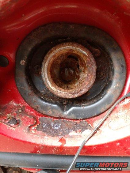 close-up of a car's headlight assembly, red exterior paint visible