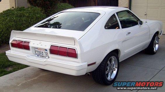 White 1978 Ford Mustang II rear view with Cobra 78 plate
