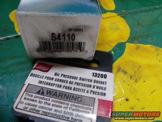 Oil pressure switch socket part with S4110 and 13200 labels