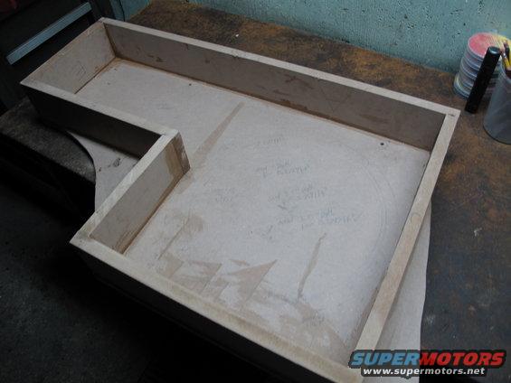 Custom subwoofer box with pencil markings