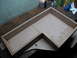 1994 Ford Bronco - Custom subwoofer box construction in progress, made from particle board.