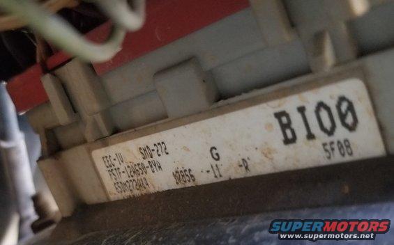 EEC-IV  SMD-272 BIO0
F5TF-12A650-BYA  G
65DM272A14  17856  -11  -R  5F08

This is the EEC for a '95 Bronco 5.8L MAF DPFEGR VMV E4OD with California emissions (made '95 May 08th)
IF THE IMAGE IS TOO SMALL, click it.