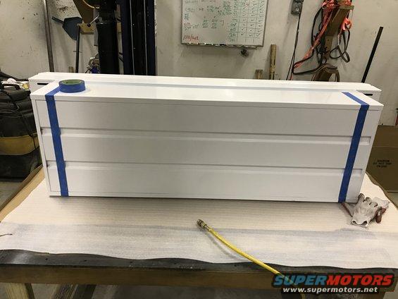 White truck bed with blue tape on a workbench, 1995 Chevrolet C/K Pickup