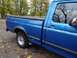 1994 Ford F-150 - The side profile of a blue pickup truck is shown, with chrome accents and a tonneau cover on the bed.