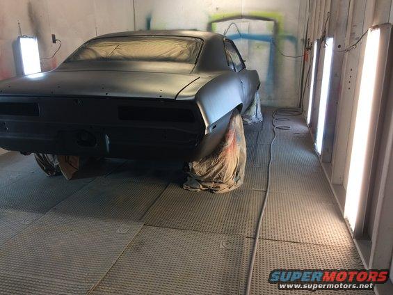 Black primer, and black base coat for the door jambs, trunk under the hood...