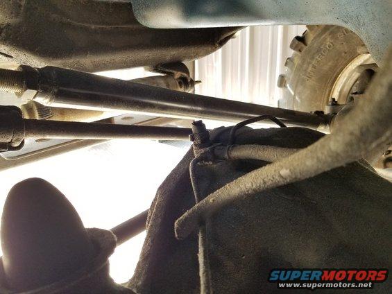 Both differential vent tubes are broken off.  The track bar & drag link are angled sharply causing odd handling, but at least they're parallel so there's no bumpsteer.   I haven't checked the date codes on the tires yet.