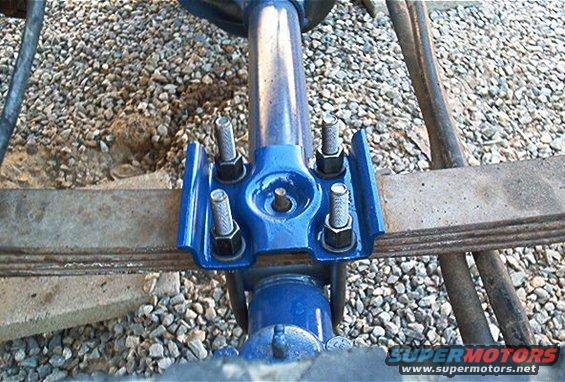 The Ubolts I used for this initial mock up are two 3 1/4" ubolts on the 9" plate.  A 4" and a 3 1/2" plate were used on the drivers side.  Seeing how the tolerance is much tighter with the 3 1/4" (obviously)  I'll probably get another 3 1/4" bolt made for the drivers side.  Trick of the trade:  to get your Ubolt to expand (make it bigger at the threads), hold one side of the bolt and slam down the rounded portion on a piece of steel.  It works!  :)