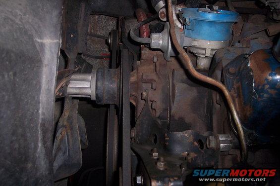 engine distributor, belts, and pulleys