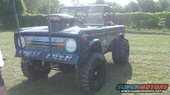 1978 Ford Bronco with 'Ghost Rider' painted on the front and a large air scoop on the hood