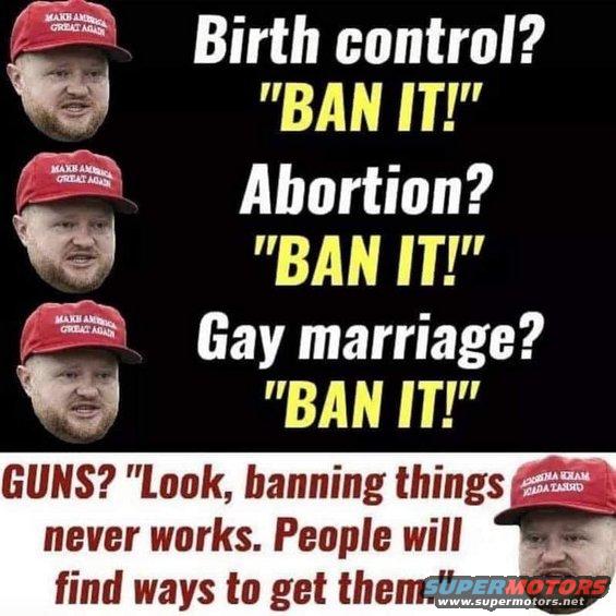 Meme about banning things, a man in a red hat