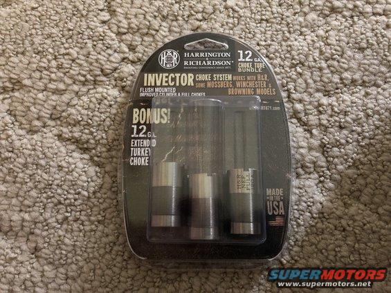 Package of three H&R "Invector" 12 gauge shotgun choke tubes, including one extended turkey choke